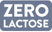 Uma placa que diz ``zero lactose'' em um fundo azul.