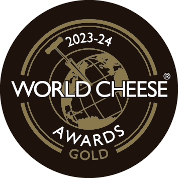 O logotipo dourado dos prêmios mundiais de queijo para 2023-24