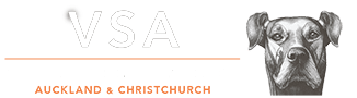 VSA logo with dog illustration and text “Auckland & Christchurch” on a white background
