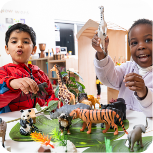 Children enjoying animal play activities at Kinder Academy