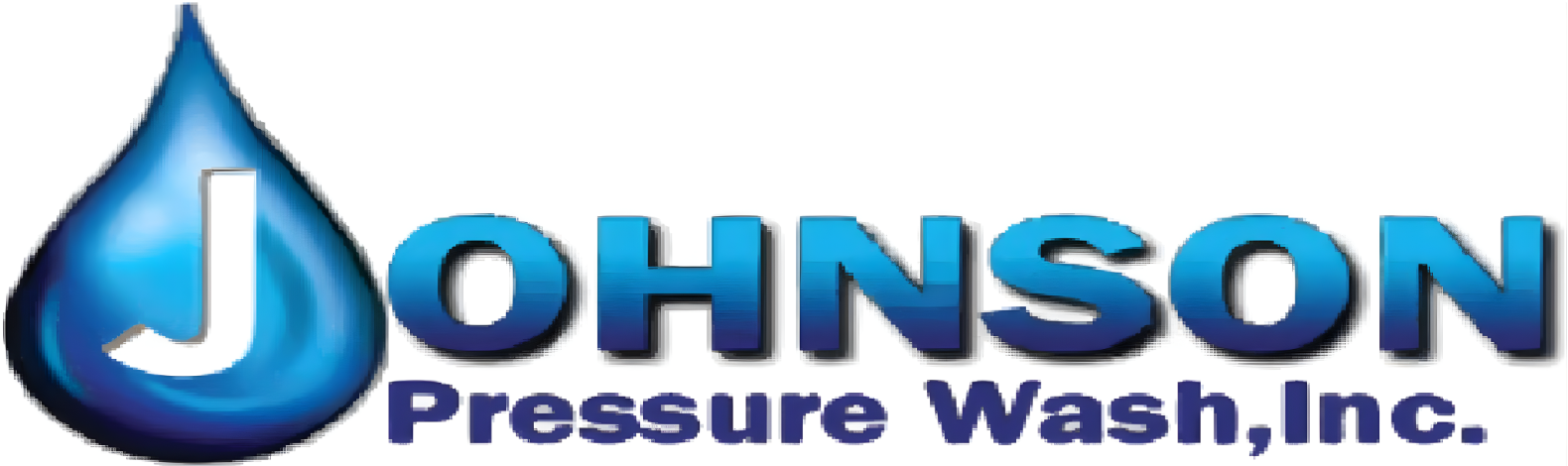 Logo for Johnson Pressure Wash, Inc. Features a blue water droplet with a white 