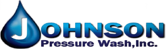 Logo for Johnson Pressure Wash, Inc. Features blue water droplet with white