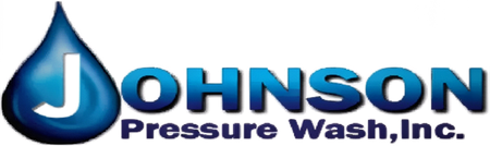 Logo for Johnson Pressure Wash, Inc. Features blue water droplet with white 
