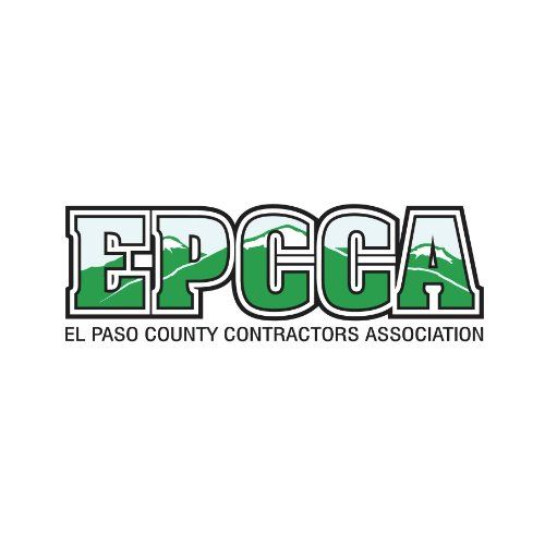 The logo for el paso county contractors association is green and white.