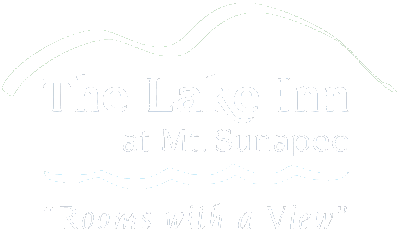 The Lake Inn at Mt. Sunapee logo: white text and a stylized mountain range graphic. 