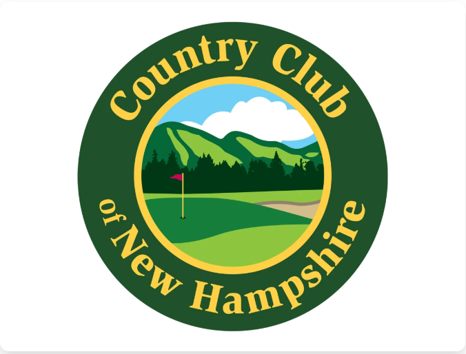 Country Club of New Hampshire logo: green circle with golf scene, mountains, and text.
