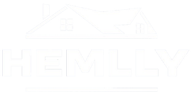 Faint white line-art logo with a house roof and the word &ldquo;HEVY&rdquo; on a white background