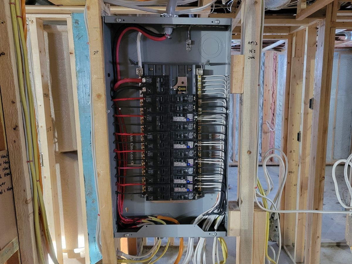 Electrical panel in an Edmonton home that was pigtailed for aluminum wiring