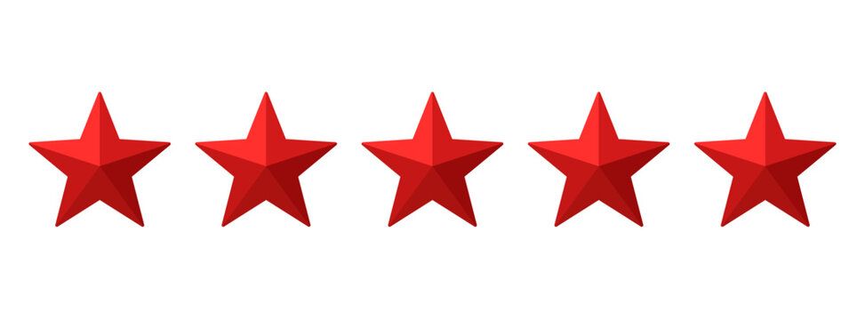 Five red stars arranged in a row.
