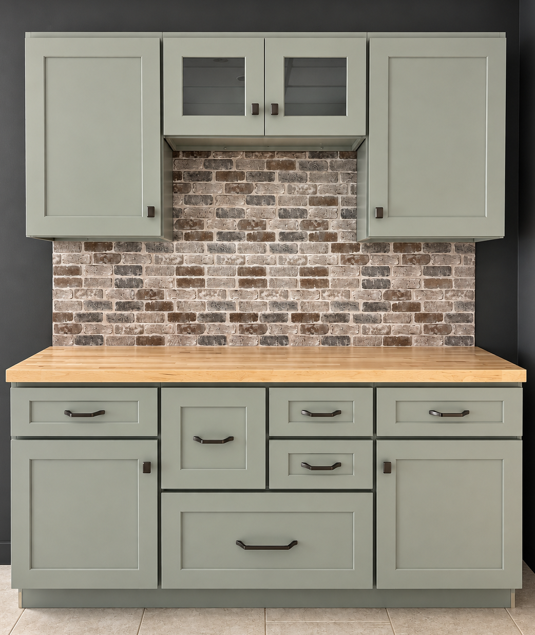 Cabinetry samples in various colors and styles displayed in a showroom.