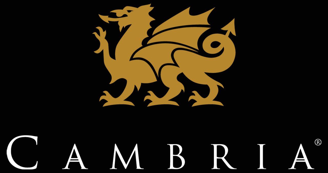 Cambria logo: gold dragon over the name