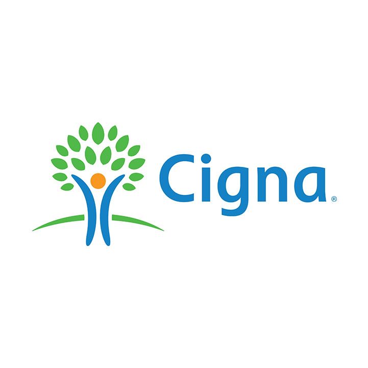 The cigna logo has a tree and a person in it.