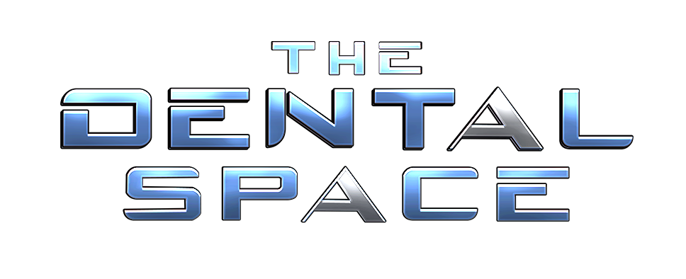 The Dental Space logo in metallic blue text on a white background