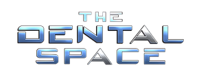 The Dental Space logo in metallic blue text on a white background