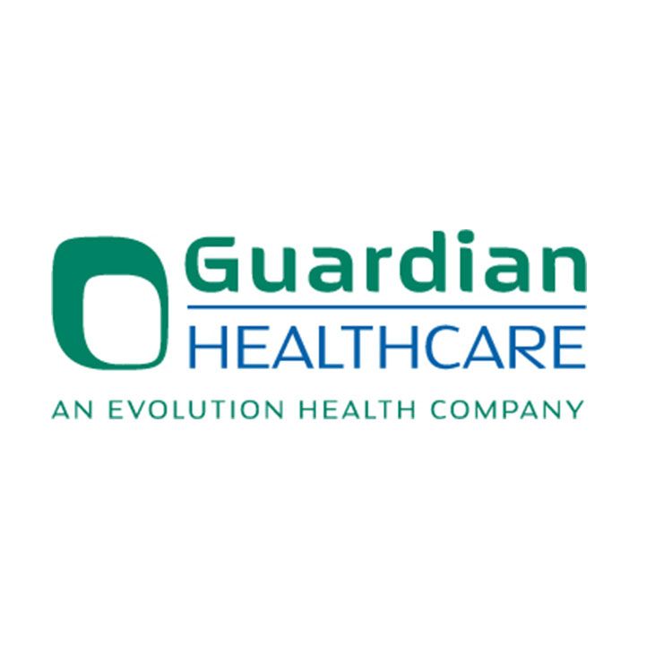 The logo for guardian healthcare is an evolution health company.