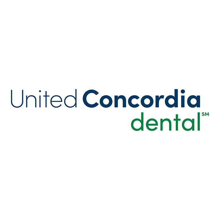 The logo for united concordia dental is blue and green.