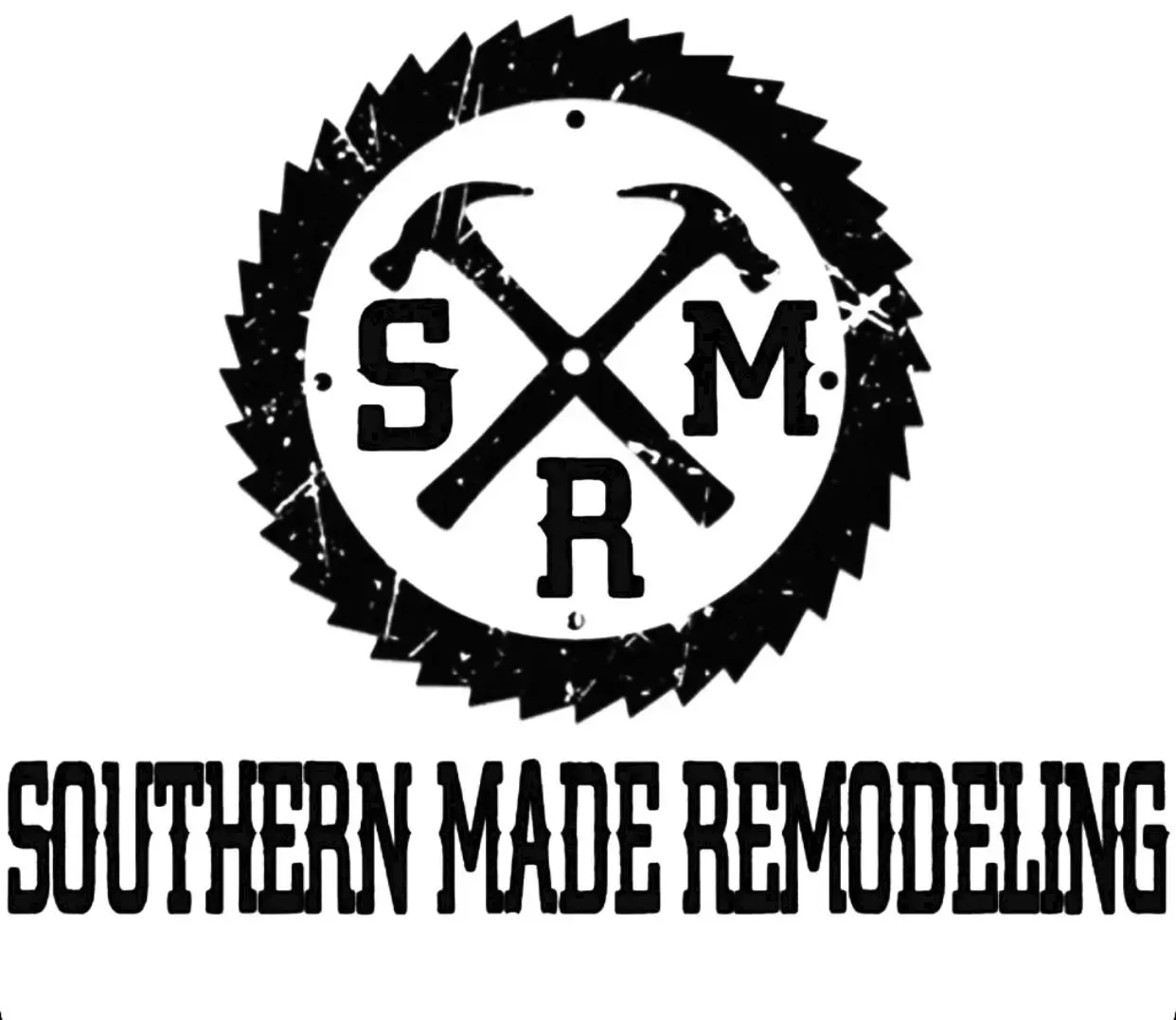 Southern Made Remodeling logo with black circular saw blade and crossed tools