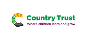Logo of Country Trust with a green, yellow, and black emblem and text Country Trust - Where children learn and grow.