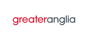 Greater Anglia logo with red greater and gray anglia text.