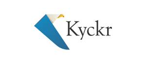 Kyckr logo: blue abstract shape with a curled gold edge next to the word Kyckr.
