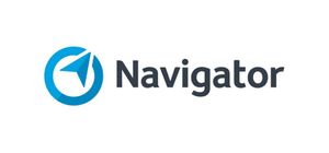 Logo of Navigator a blue compass arrow within a blue circle, with the word Navigator next to it.