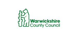 Warwickshire County Council logo with a green bear hugging a tree.