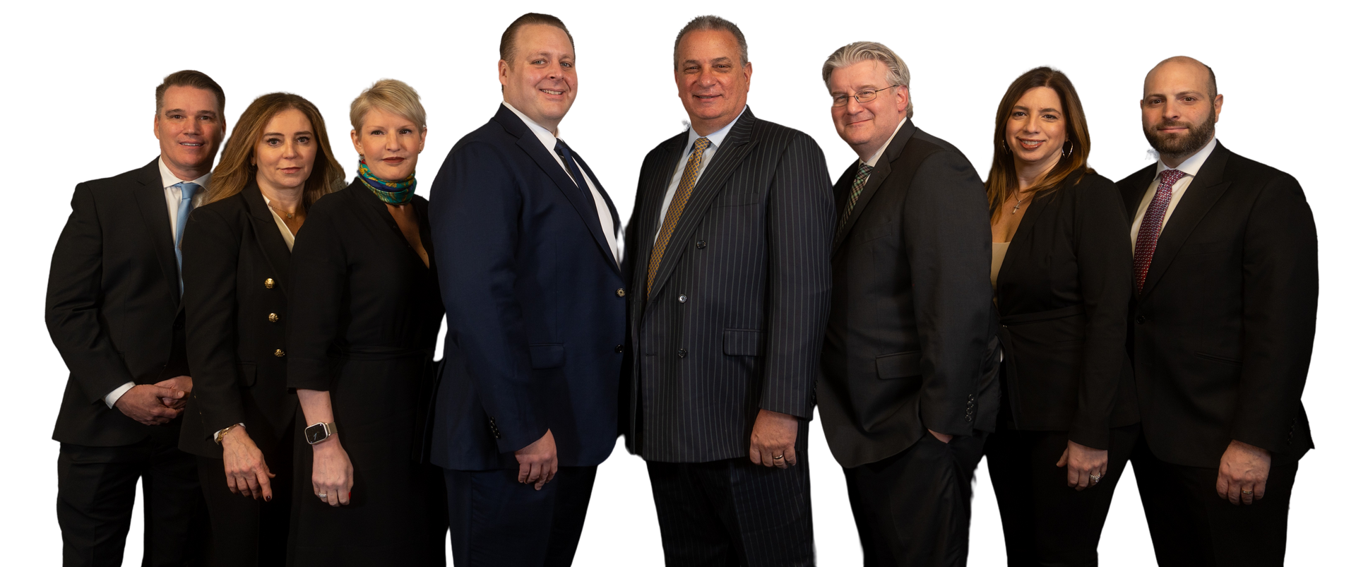 A group of people in suits and ties are posing for a picture.