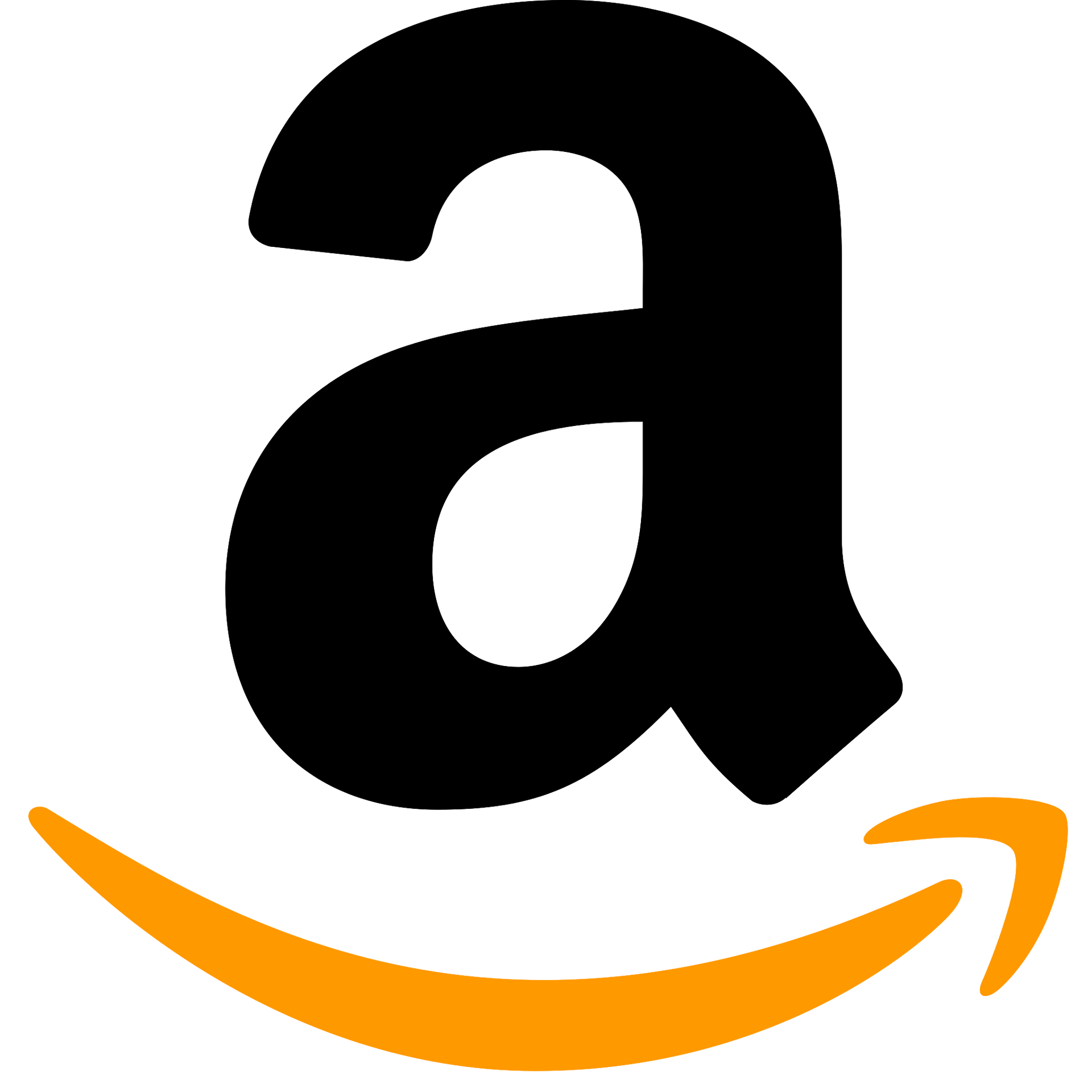 An amazon logo with a yellow arrow pointing to the right