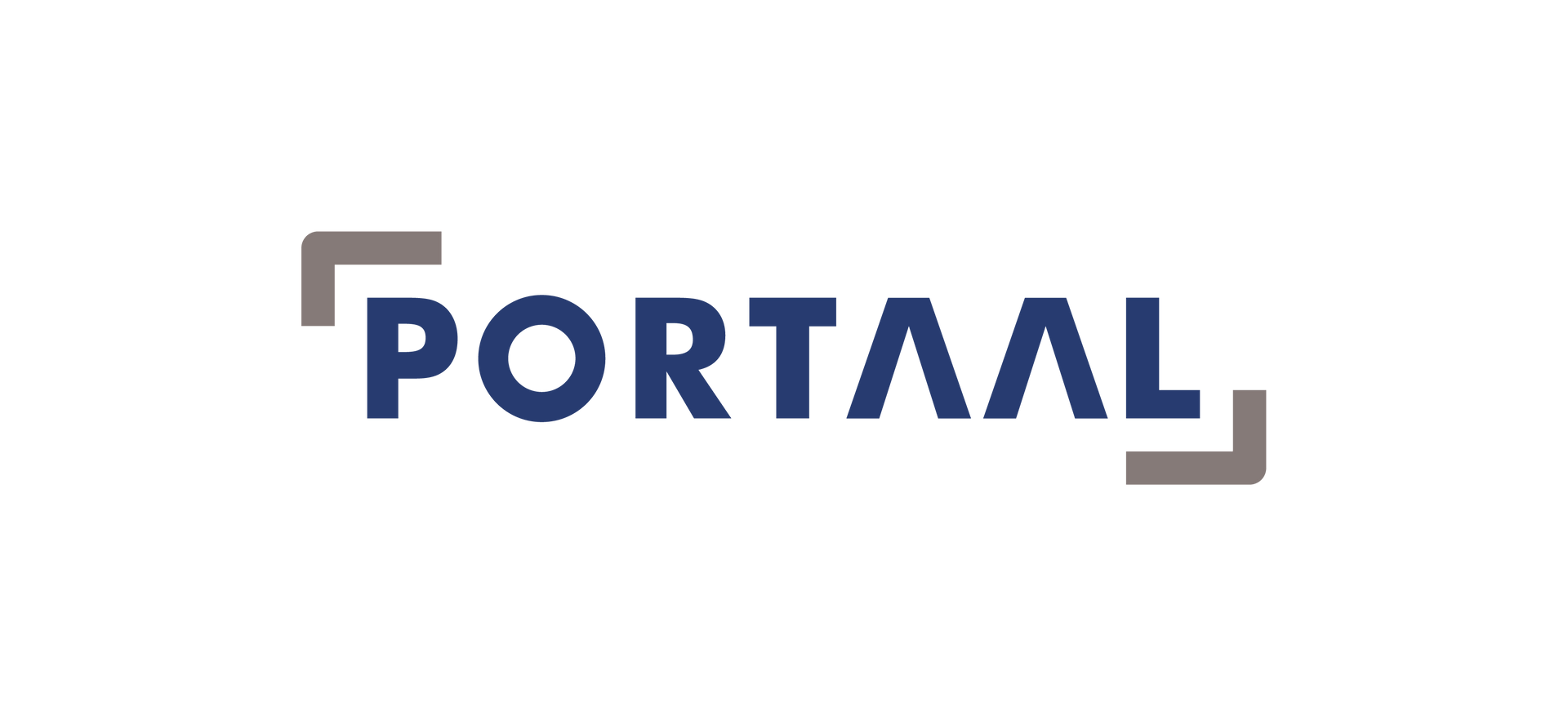 Logo van het woord PORTAAL met grijze vierkante haken aan beide uiteinden. 