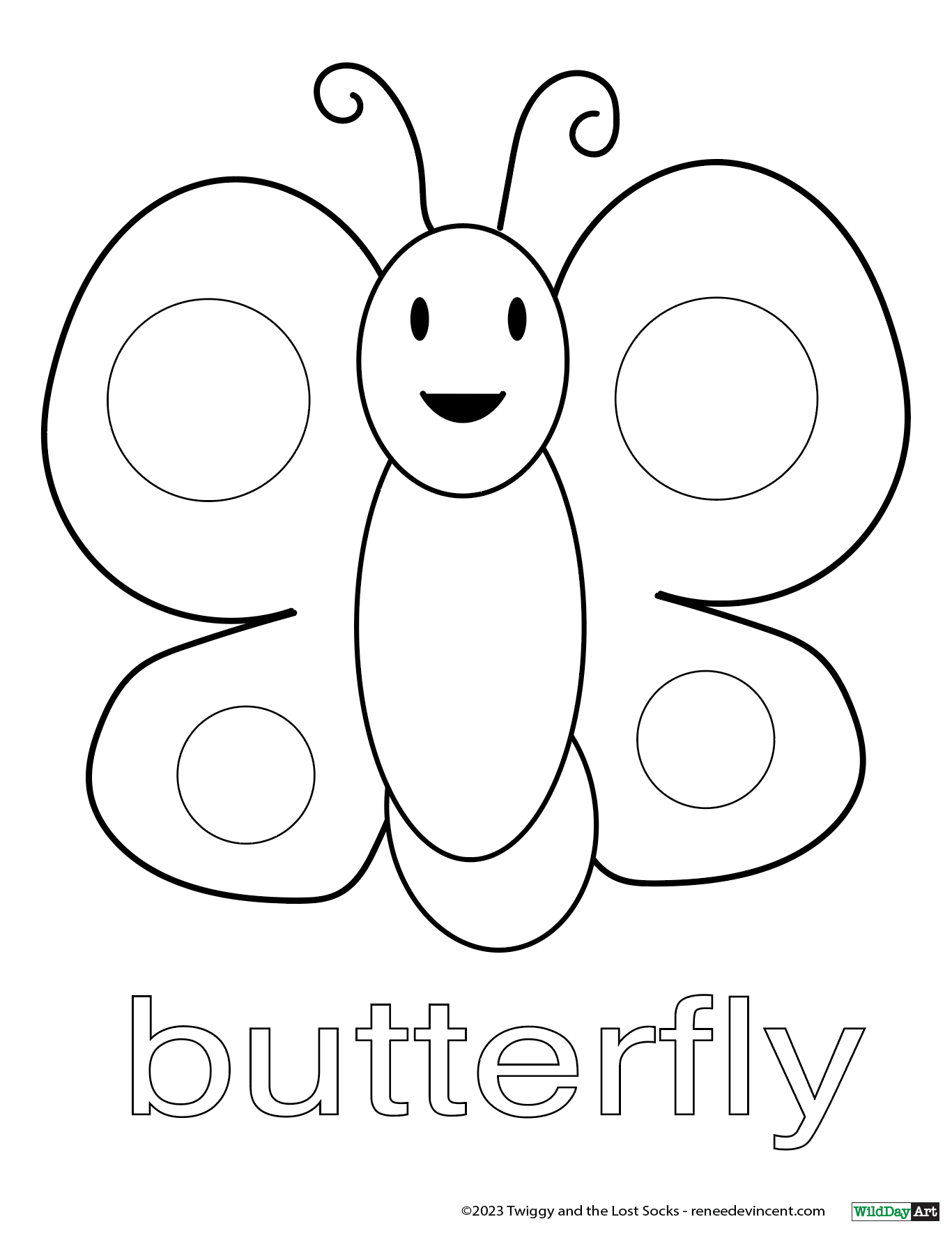 Outline of a butterfly, with the word 