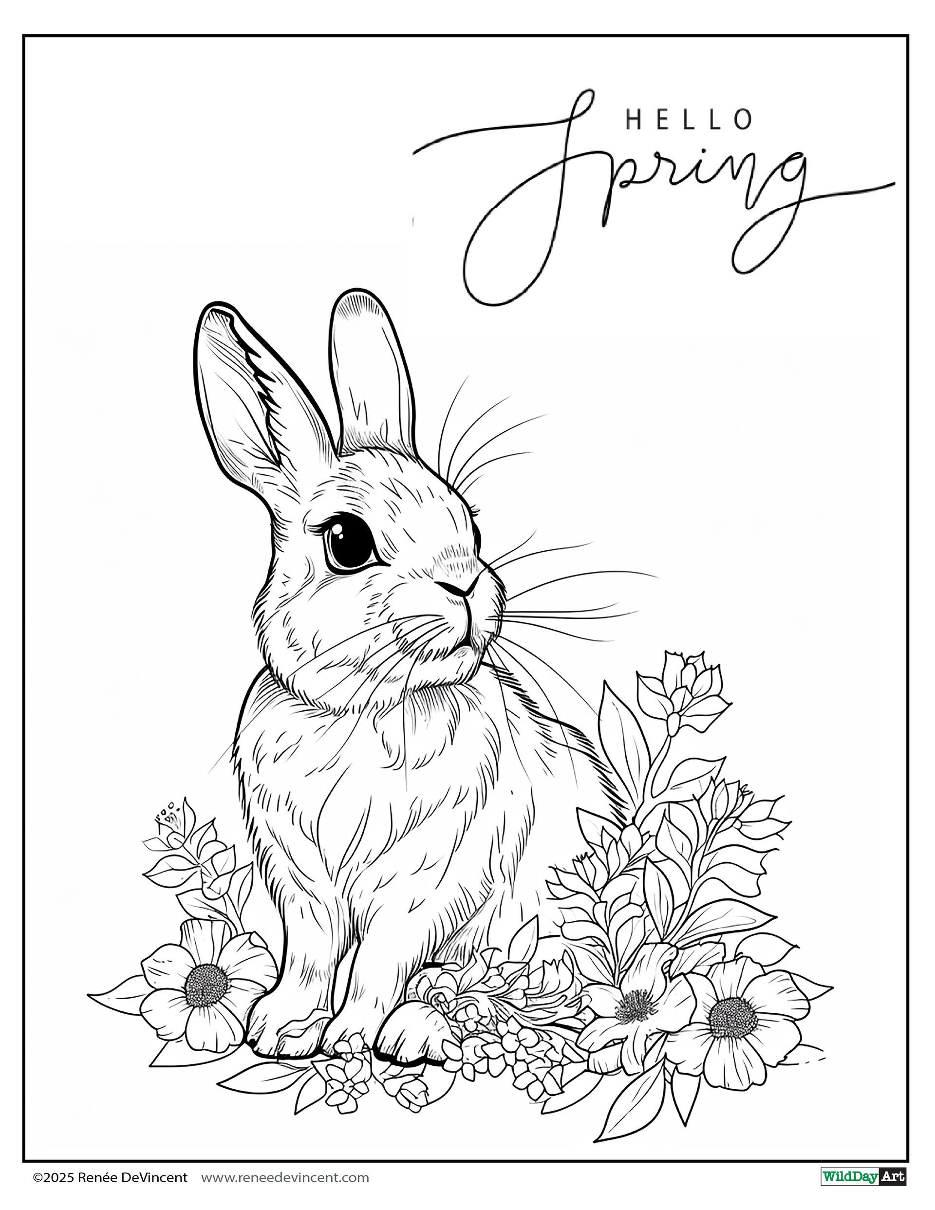 Bunny in a flower bed with 