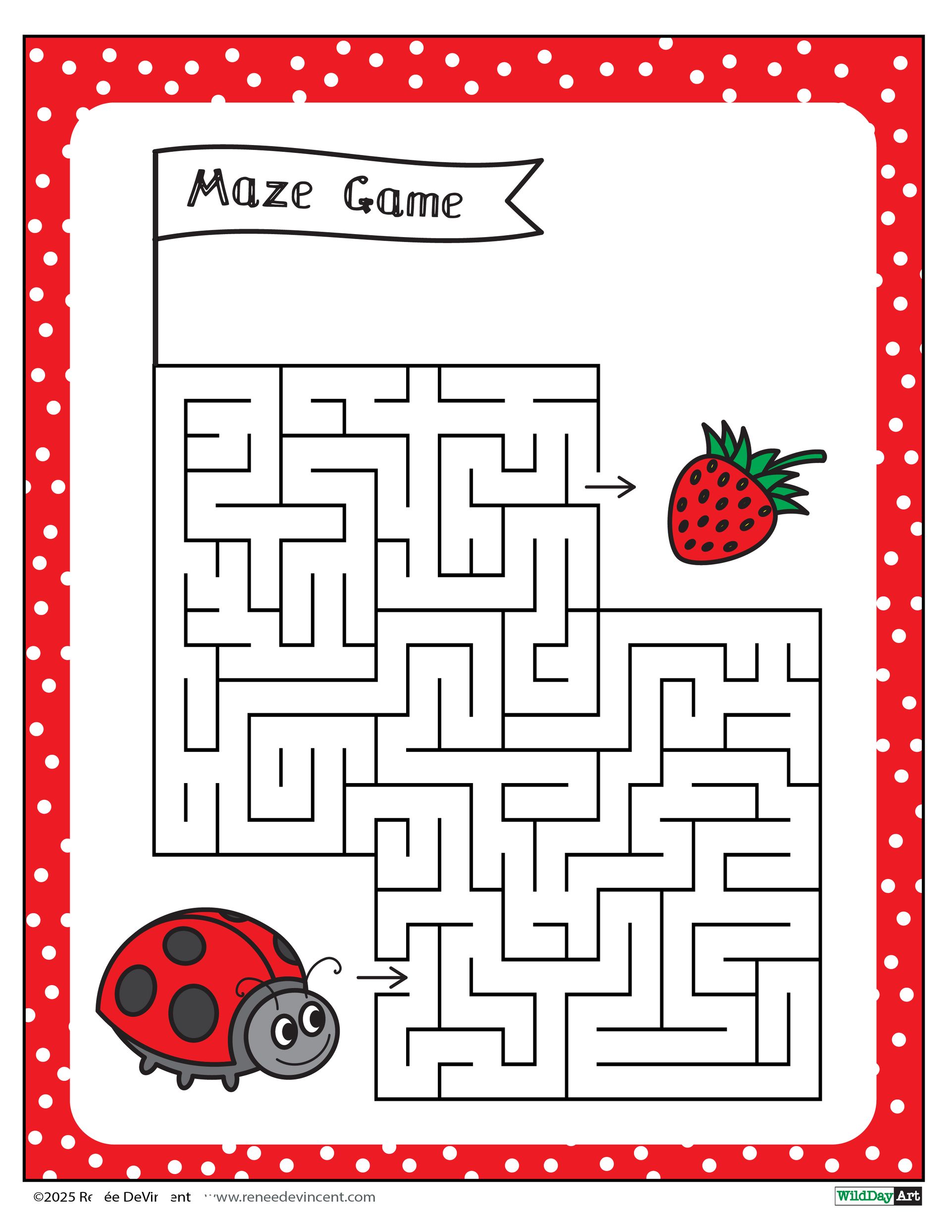 Maze game with ladybug and strawberry.