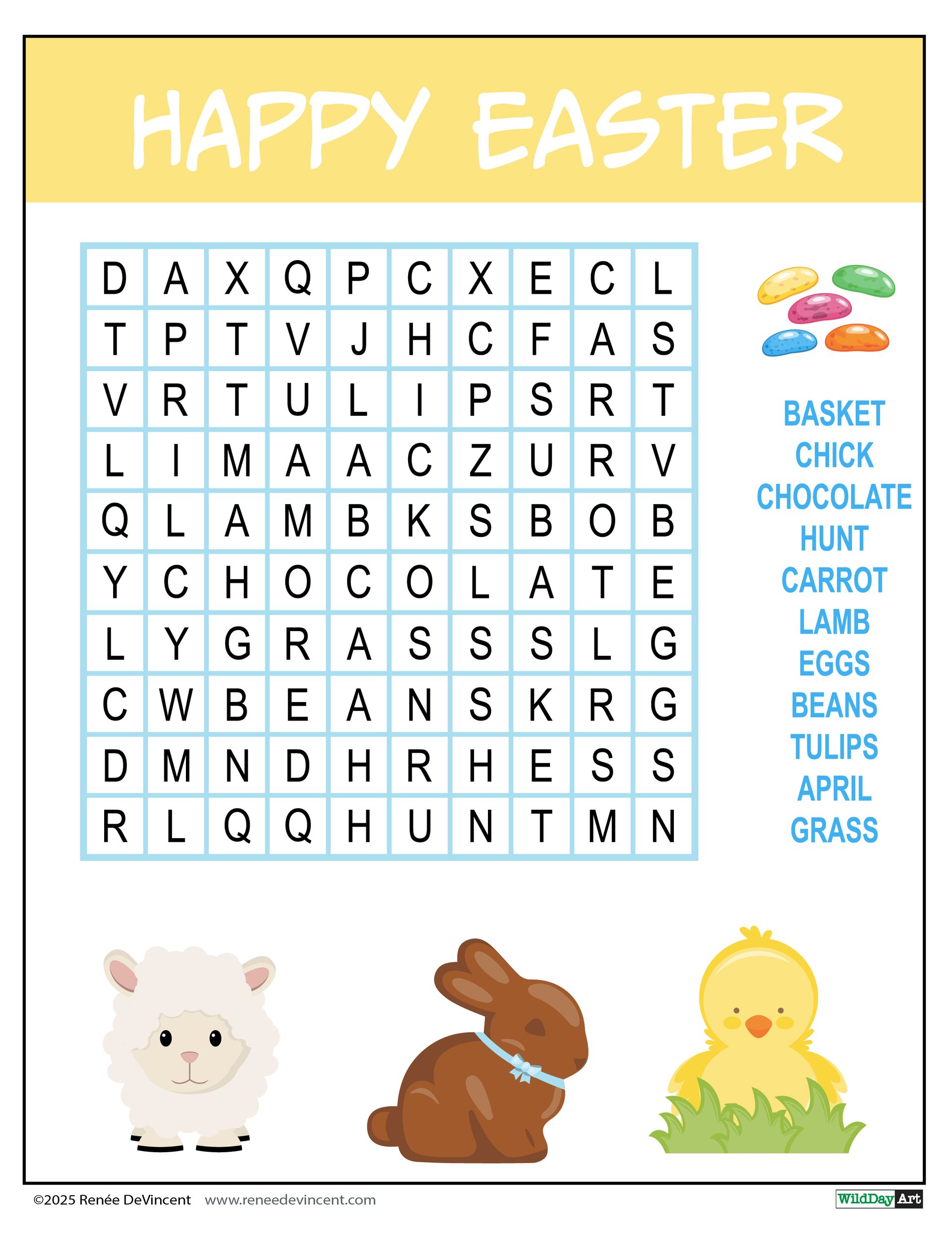 Easter-themed word search puzzle