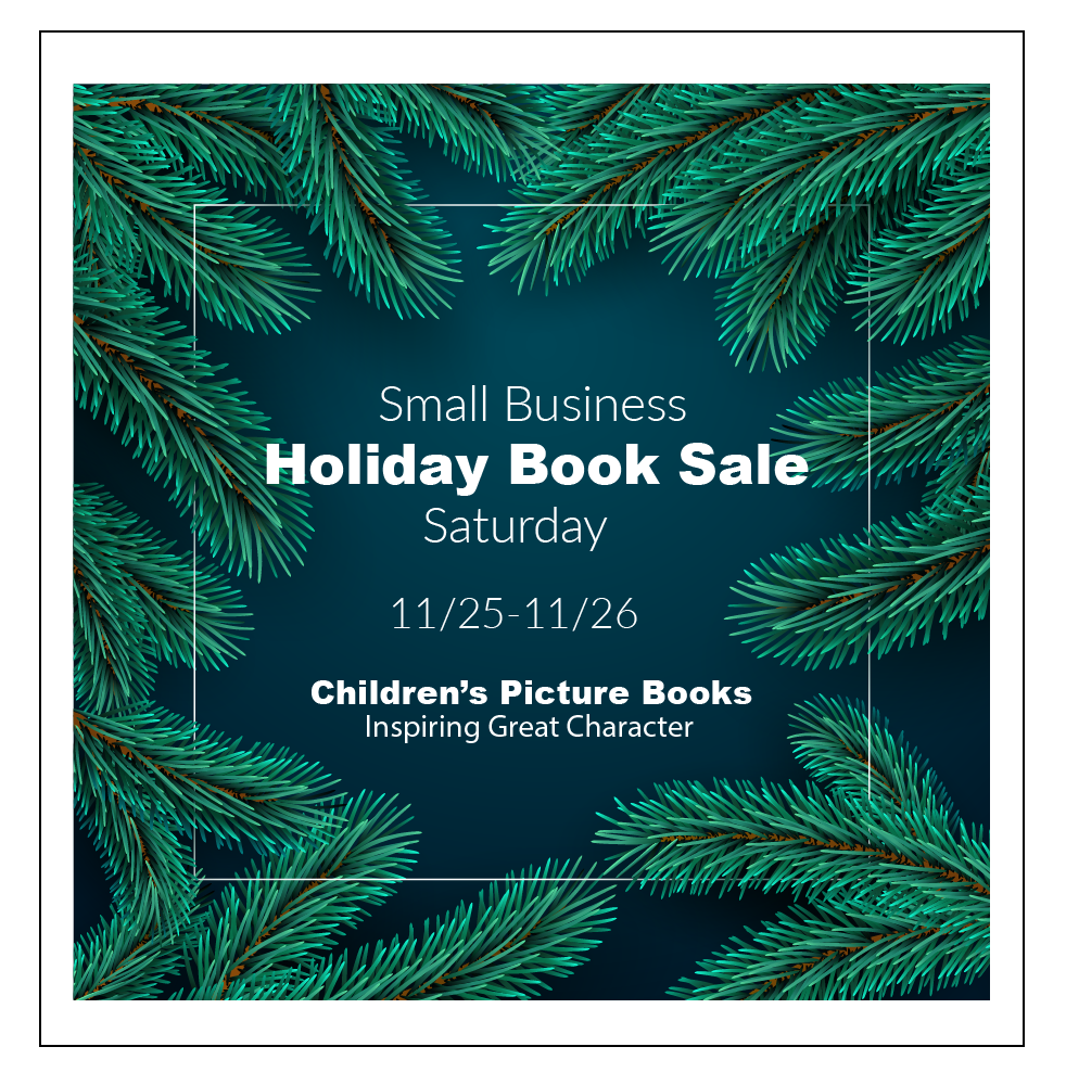 Holiday book sale ad, surrounded by pine branches, with dates 11/25-11/26.