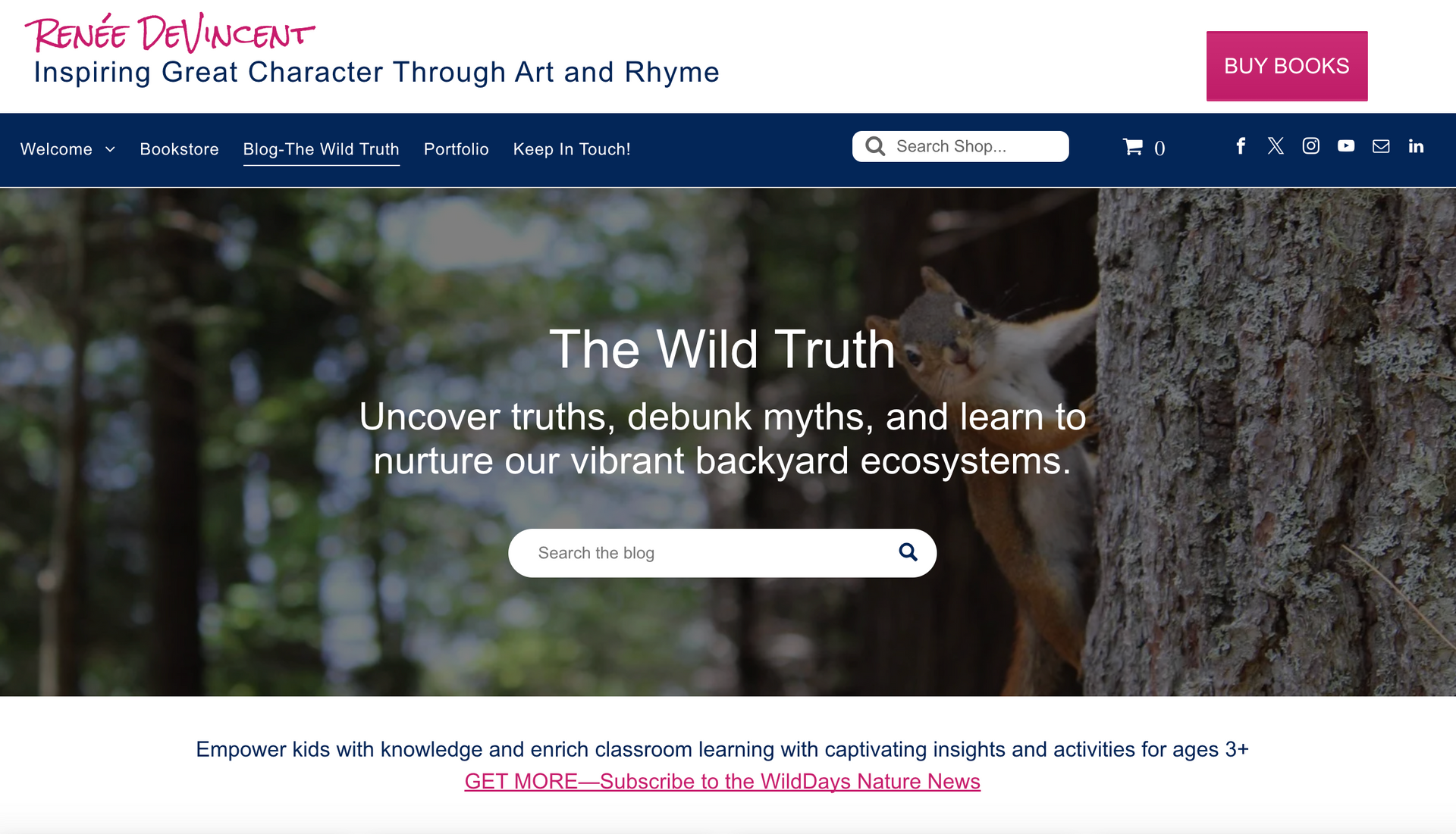 Website homepage with text