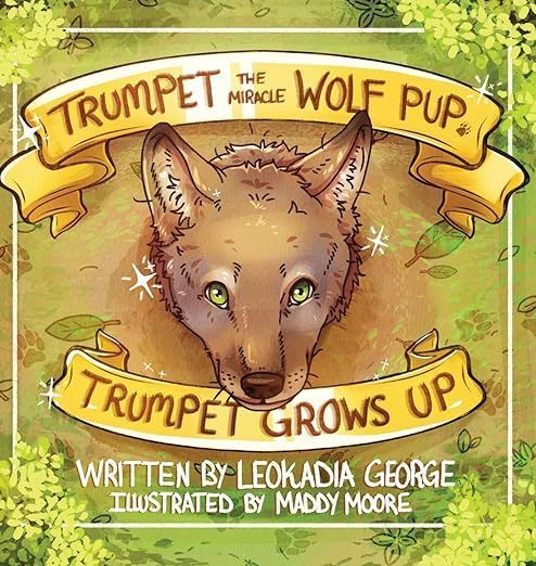 Book cover with a wolf pup illustration, text reads