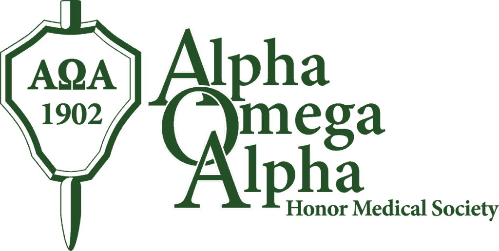 The logo for alpha omega alpha honor medical society