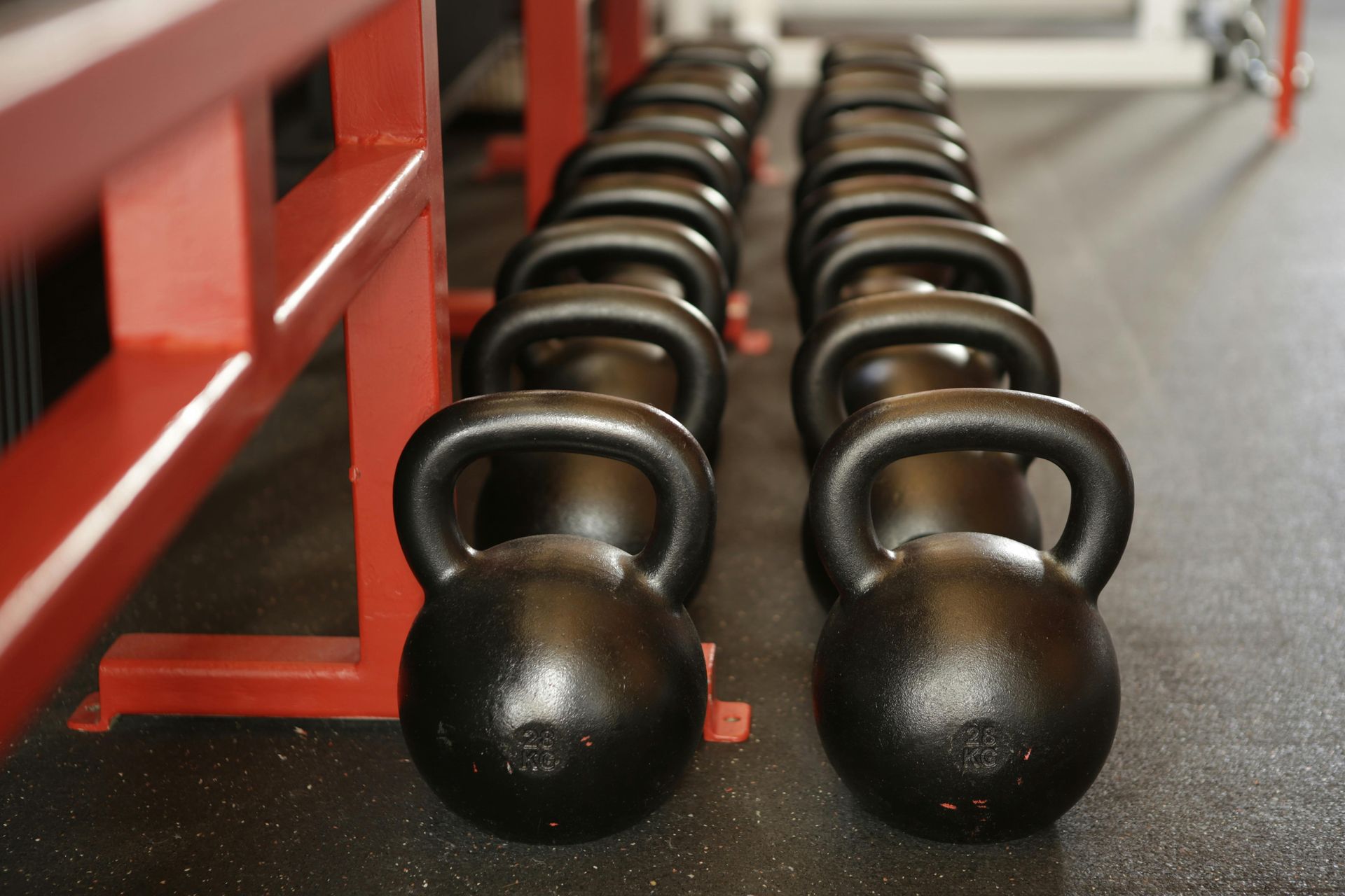 kettlebells at the gym