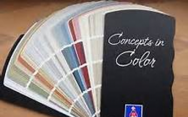 Paint color swatches fanned out, titled 