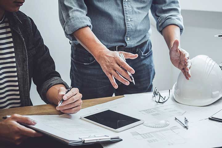Construction and structure of Engineer or architect meeting 