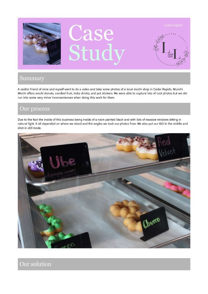 Pink “Case Study” slide with summary text and a photo of a grocery display with labels like Uber and Careem