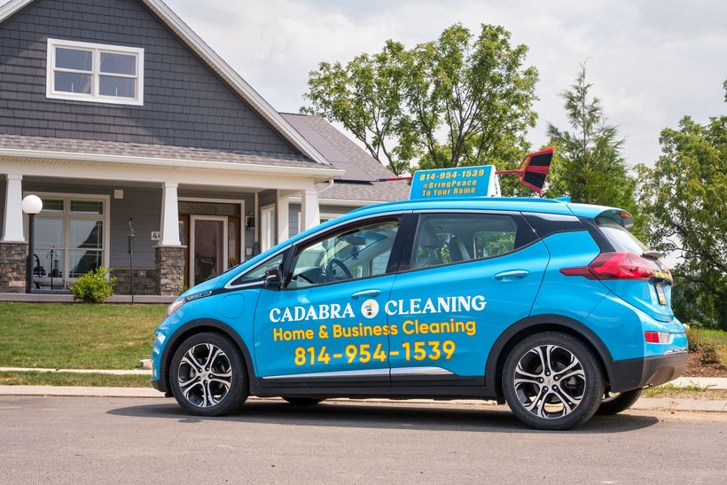 Blue car with
