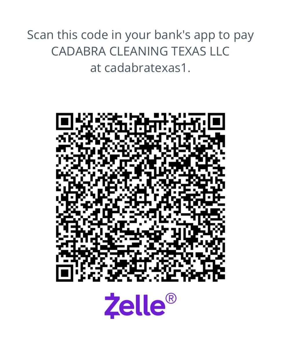 QR code for Cadabra Cleaning LLC Zelle payments. Scan with banking app.