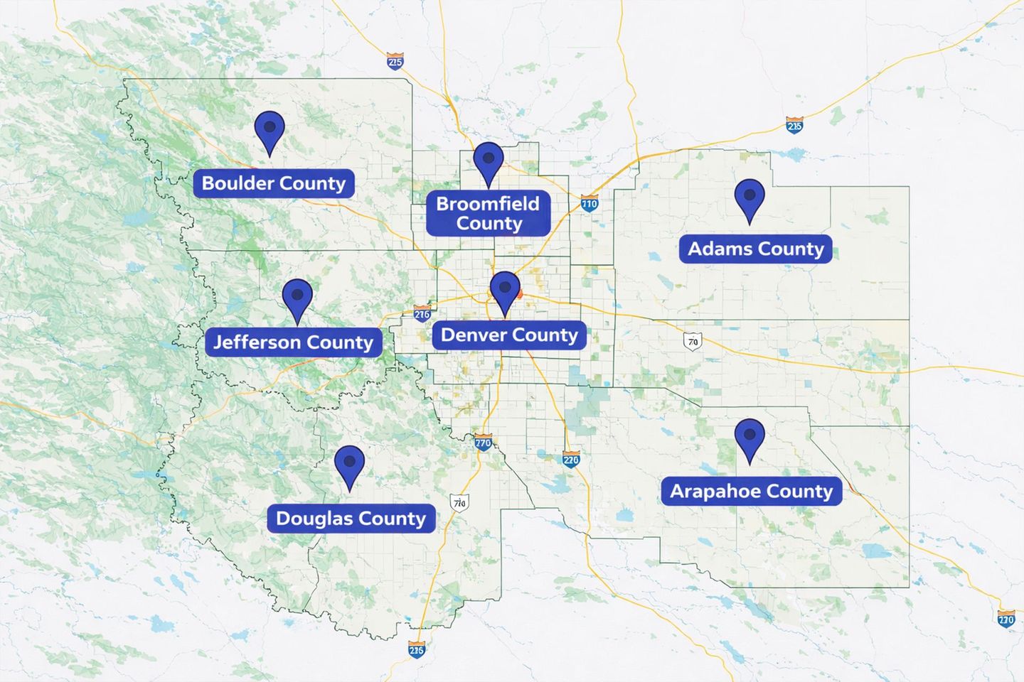 Map with labeled location markers and embedded location map previews.