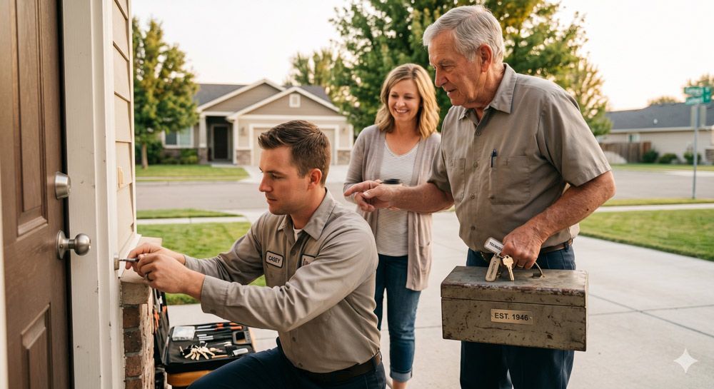 Locksmith Helping Locked out Woman in Caldwell, ID