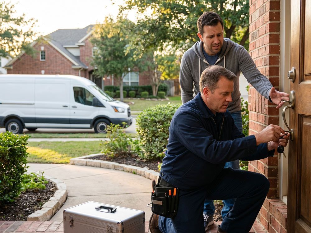 Man Helped by Locksmith by Fixing Door Lock in Caldwell, ID