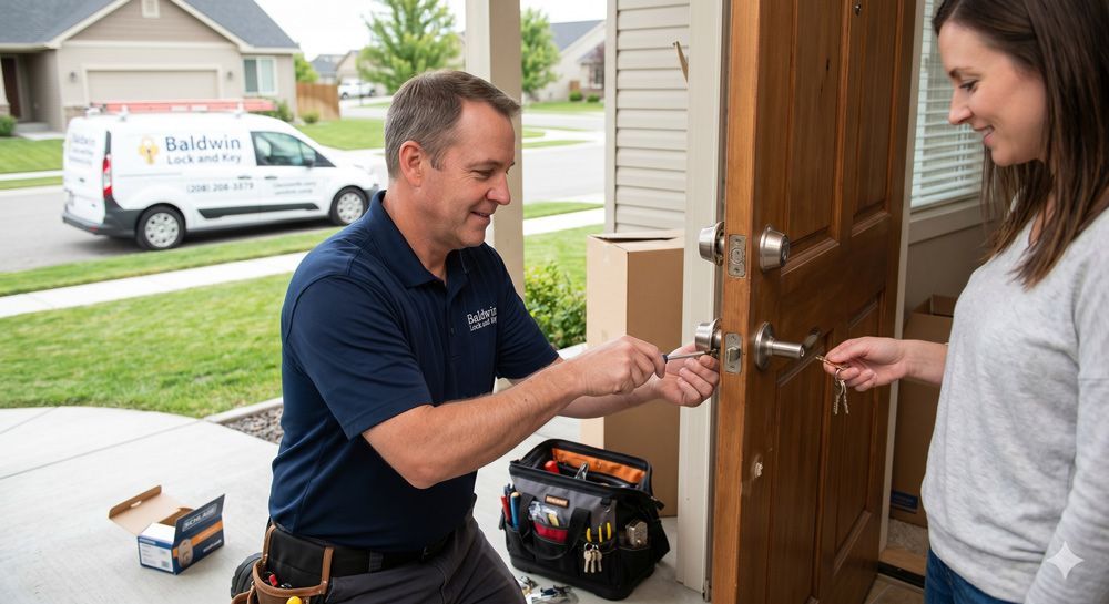 Residential Locksmith Fixing Doorknob Lock in Caldwell, ID