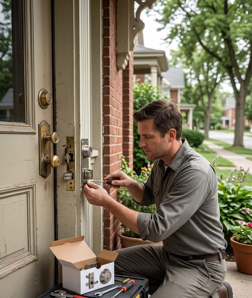 Residential Locksmith Replacing Door Lock in Caldwell, ID