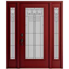 Red Entry Door with two side lites - DoorSmith