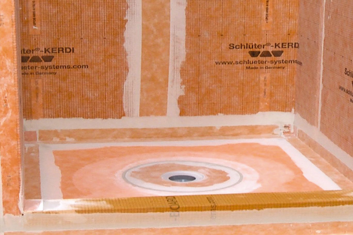 Schluter Kerdi drain and Kerdi board system